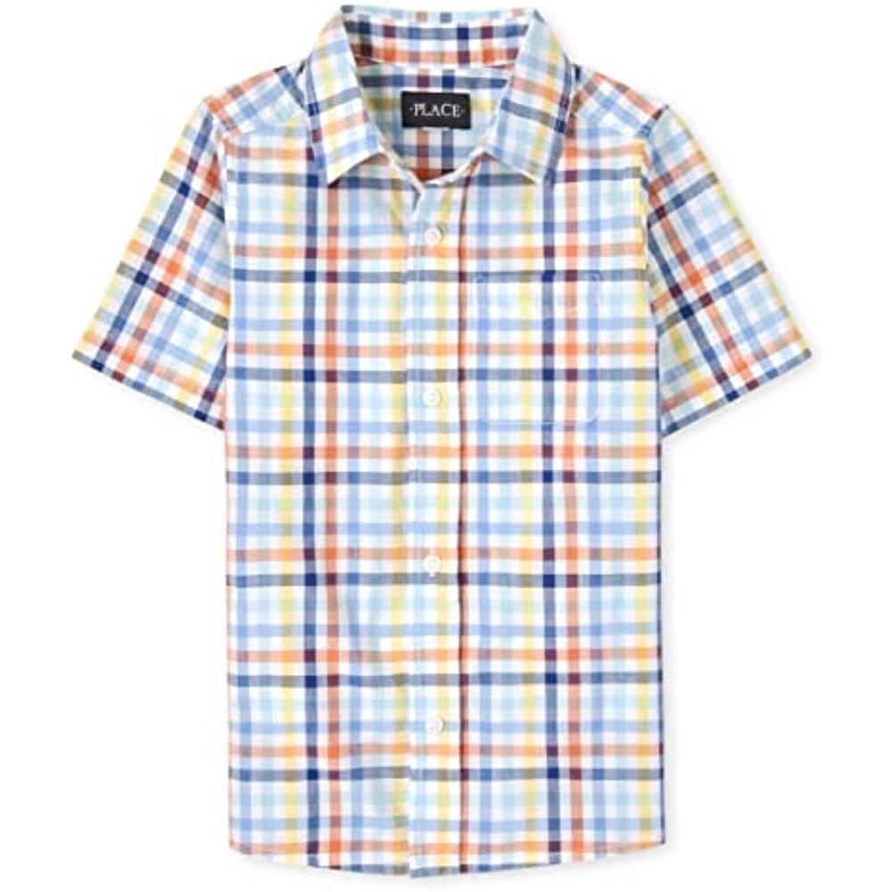 The Children's Place Boys Short Sleeve Cotton Poplin Button Down Shirt